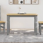 vidaXL Masă de sufragerie "Corona", gri 112x60x75 cm lemn masiv de pin