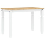 vidaXL Masă de sufragerie "Corona", alb 112x60x75 cm lemn masiv de pin