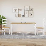 vidaXL Masă de sufragerie "Corona", alb 160x80x75 cm lemn masiv de pin