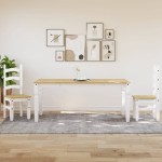 vidaXL Masă de sufragerie "Corona", alb 180x90x75 cm lemn masiv de pin