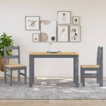 vidaXL Scaune de bucătărie Panama 2 buc. gri 40x46x90cm lemn masiv pin