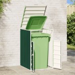 vidaXL Depozitare coș gunoi cu roți, 1 coș, verde, 72x81x115 cm, oțel vidaXL Depozitare coș gunoi cu roți, 1 coș, verde, 72x81x115 cm, oțel