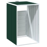 vidaXL Depozitare coș gunoi cu roți, 1 coș, verde, 72x81x115 cm, oțel vidaXL Depozitare coș gunoi cu roți, 1 coș, verde, 72x81x115 cm, oțel