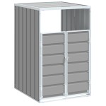vidaXL Depozitare coș gunoi cu roți, 1 coș, gri, 72x81x115 cm, oțel vidaXL Depozitare coș gunoi cu roți, 1 coș, gri, 72x81x115 cm, oțel