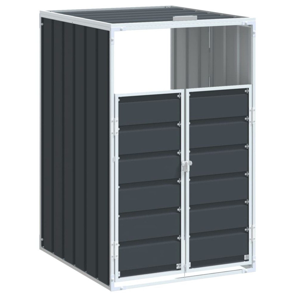 vidaXL Depozitare coș gunoi cu roți 1 coș antracit 72x81x115 cm oțel