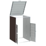 vidaXL Depozitare coș gunoi cu roți, 1 coș, maro, 72x81x115 cm, oțel vidaXL Depozitare coș gunoi cu roți, 1 coș, maro, 72x81x115 cm, oțel