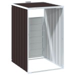 vidaXL Depozitare coș gunoi cu roți, 1 coș, maro, 72x81x115 cm, oțel vidaXL Depozitare coș gunoi cu roți, 1 coș, maro, 72x81x115 cm, oțel