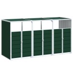 vidaXL Depozit pubele cu roți triple, verde, 216x81x115 cm, oțel vidaXL Depozit pubele cu roți triple, verde, 216x81x115 cm, oțel