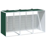 vidaXL Depozit pubele cu roți triple, verde, 216x81x115 cm, oțel vidaXL Depozit pubele cu roți triple, verde, 216x81x115 cm, oțel