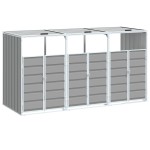vidaXL Depozit pubele cu roți triple, gri, 216x81x115 cm, oțel vidaXL Depozit pubele cu roți triple, gri, 216x81x115 cm, oțel