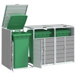 vidaXL Depozit pubele cu roți triple, gri, 216x81x115 cm, oțel vidaXL Depozit pubele cu roți triple, gri, 216x81x115 cm, oțel