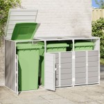 vidaXL Depozit pubele cu roți triple, gri, 216x81x115 cm, oțel vidaXL Depozit pubele cu roți triple, gri, 216x81x115 cm, oțel