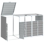 vidaXL Depozit pubele cu roți triple, gri, 216x81x115 cm, oțel vidaXL Depozit pubele cu roți triple, gri, 216x81x115 cm, oțel