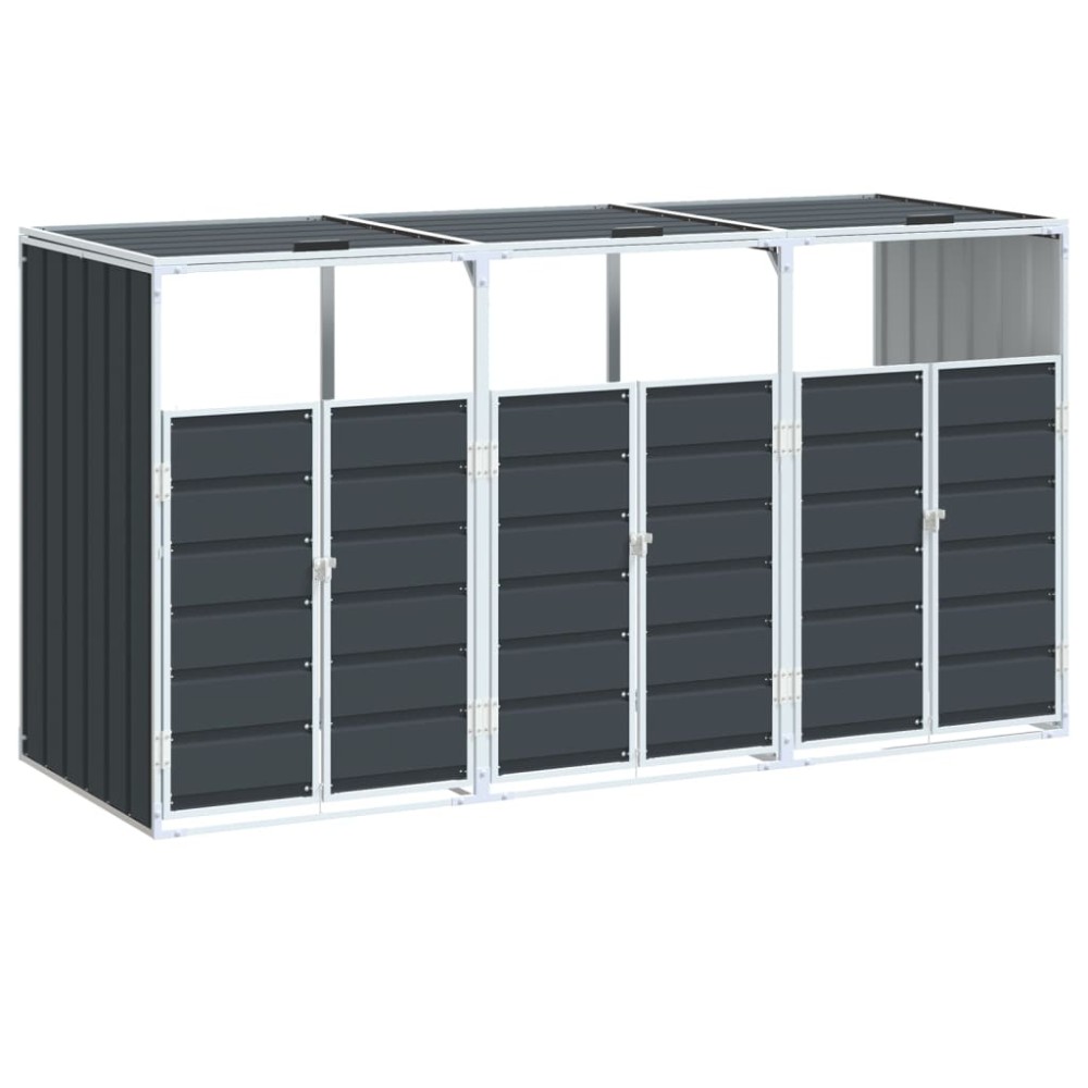 vidaXL Depozit pubele cu roți triple, antracit, 216x81x115 cm, oțel