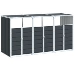 vidaXL Depozit pubele cu roți triple, antracit, 216x81x115 cm, oțel vidaXL Depozit pubele cu roți triple, antracit, 216x81x115 cm, oțel