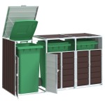 vidaXL Depozit pubele cu roți triple, maro, 216x81x115 cm, oțel vidaXL Depozit pubele cu roți triple, maro, 216x81x115 cm, oțel