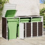 vidaXL Depozit pubele cu roți triple, maro, 216x81x115 cm, oțel vidaXL Depozit pubele cu roți triple, maro, 216x81x115 cm, oțel