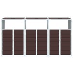 vidaXL Depozit pubele cu roți triple, maro, 216x81x115 cm, oțel vidaXL Depozit pubele cu roți triple, maro, 216x81x115 cm, oțel
