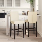 vidaXL Scaune de bar, 2 buc., lemn masiv de hevea și piele ecologică vidaXL Scaune de bar, 2 buc., lemn masiv de hevea și piele ecologică