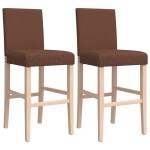 vidaXL Scaune de bar, 2 buc., lemn masiv de hevea și textil vidaXL Scaune de bar, 2 buc., lemn masiv de hevea și textil