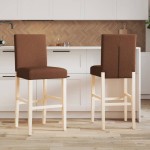 vidaXL Scaune de bar, 2 buc., lemn masiv de hevea și textil vidaXL Scaune de bar, 2 buc., lemn masiv de hevea și textil