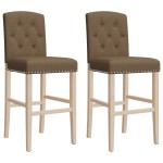vidaXL Scaune de bar, 2 buc., lemn masiv de hevea și textil vidaXL Scaune de bar, 2 buc., lemn masiv de hevea și textil