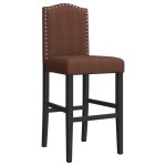 vidaXL Scaune de bar, 2 buc., lemn masiv de hevea și textil vidaXL Scaune de bar, 2 buc., lemn masiv de hevea și textil