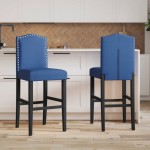 vidaXL Scaune de bar, 2 buc., lemn masiv de hevea și textil vidaXL Scaune de bar, 2 buc., lemn masiv de hevea și textil