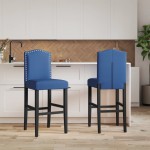 vidaXL Scaune de bar, 2 buc., lemn masiv de hevea și textil vidaXL Scaune de bar, 2 buc., lemn masiv de hevea și textil
