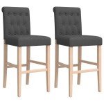vidaXL Scaune de bar, 2 buc., lemn masiv de hevea și textil vidaXL Scaune de bar, 2 buc., lemn masiv de hevea și textil