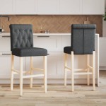 vidaXL Scaune de bar, 2 buc., lemn masiv de hevea și textil vidaXL Scaune de bar, 2 buc., lemn masiv de hevea și textil
