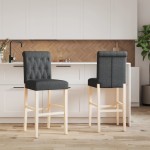 vidaXL Scaune de bar, 2 buc., lemn masiv de hevea și textil vidaXL Scaune de bar, 2 buc., lemn masiv de hevea și textil