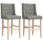 vidaXL Scaune de bar, 2 buc., lemn masiv de hevea și textil vidaXL Scaune de bar, 2 buc., lemn masiv de hevea și textil