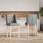 vidaXL Scaune de bar, 2 buc., lemn masiv de hevea și textil vidaXL Scaune de bar, 2 buc., lemn masiv de hevea și textil