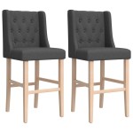 vidaXL Scaune de bar, 2 buc., lemn masiv de hevea și textil vidaXL Scaune de bar, 2 buc., lemn masiv de hevea și textil