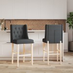 vidaXL Scaune de bar, 2 buc., lemn masiv de hevea și textil vidaXL Scaune de bar, 2 buc., lemn masiv de hevea și textil