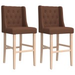 vidaXL Scaune de bar, 2 buc., lemn masiv de hevea și textil vidaXL Scaune de bar, 2 buc., lemn masiv de hevea și textil
