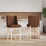vidaXL Scaune de bar, 2 buc., lemn masiv de hevea și textil vidaXL Scaune de bar, 2 buc., lemn masiv de hevea și textil
