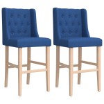 vidaXL Scaune de bar, 2 buc., lemn masiv de hevea și textil vidaXL Scaune de bar, 2 buc., lemn masiv de hevea și textil