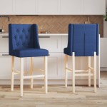 vidaXL Scaune de bar, 2 buc., lemn masiv de hevea și textil vidaXL Scaune de bar, 2 buc., lemn masiv de hevea și textil