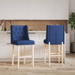 vidaXL Scaune de bar, 2 buc., lemn masiv de hevea și textil vidaXL Scaune de bar, 2 buc., lemn masiv de hevea și textil
