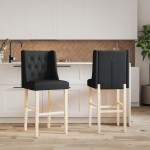 vidaXL Scaune de bar, 2 buc., lemn masiv de hevea și textil vidaXL Scaune de bar, 2 buc., lemn masiv de hevea și textil