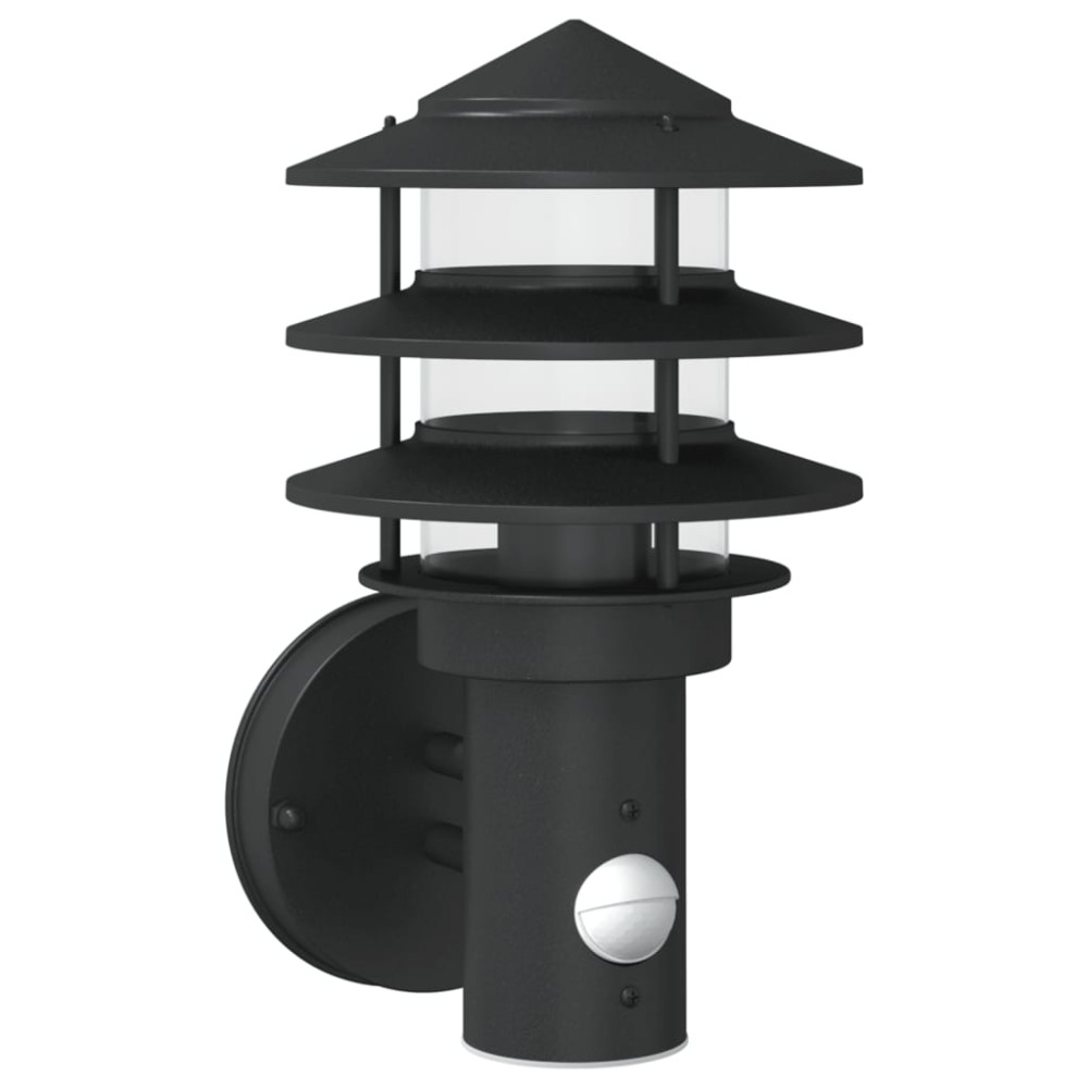 vidaXL Lampă exterioară de perete cu senzor, negru, oțel inoxidabil