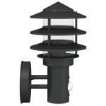 vidaXL Lampă exterioară de perete cu senzor, negru, oțel inoxidabil vidaXL Lampă exterioară de perete cu senzor, negru, oțel inoxidabil