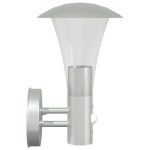 vidaXL Lămpi exterioare de perete cu senzor 2 buc. argintiu, oțel inox vidaXL Lămpi exterioare de perete cu senzor 2 buc. argintiu, oțel inox
