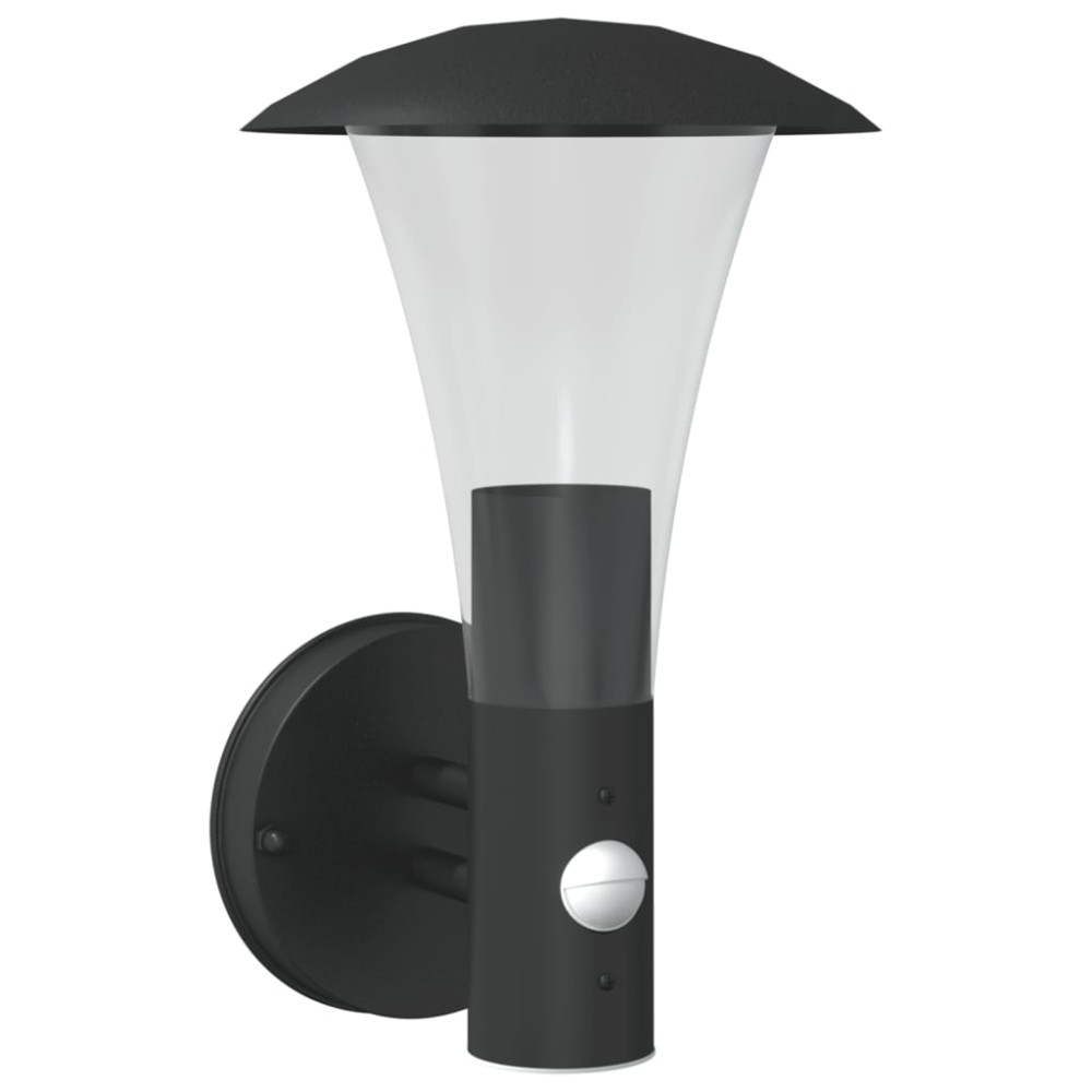 vidaXL Lampă exterioară de perete cu senzor, negru, oțel inoxidabil