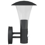 vidaXL Lampă exterioară de perete cu senzor, negru, oțel inoxidabil vidaXL Lampă exterioară de perete cu senzor, negru, oțel inoxidabil