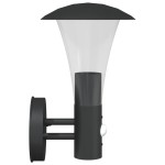 vidaXL Lămpi exterioare de perete cu senzori, 2 buc., negru, oțel inox vidaXL Lămpi exterioare de perete cu senzori, 2 buc., negru, oțel inox