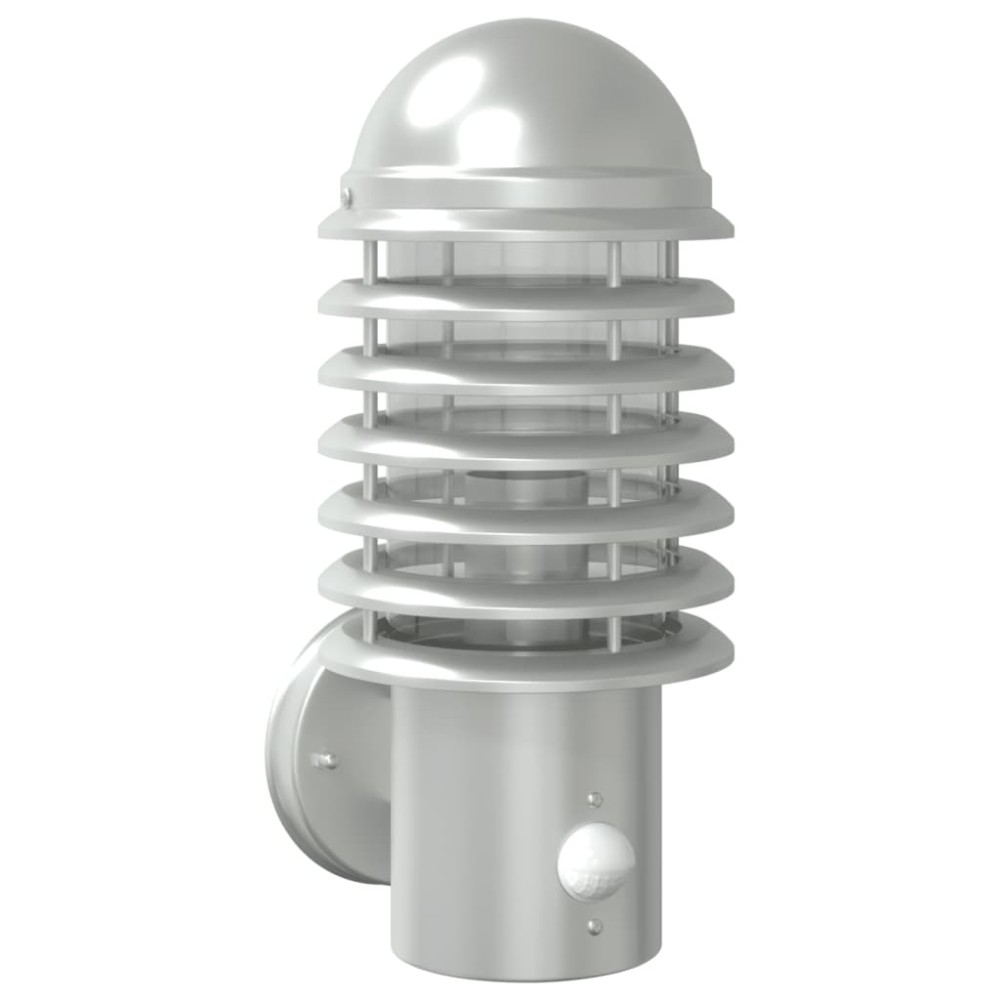 vidaXL Lampă de perete exterior cu senzor, argintiu, oțel inoxidabil