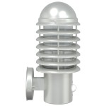 vidaXL Lămpi exterioare de perete cu senzor 2 buc. argintiu, oțel inox vidaXL Lămpi exterioare de perete cu senzor 2 buc. argintiu, oțel inox